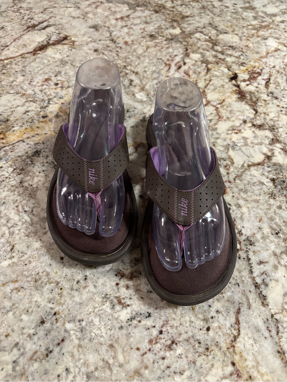 Nike Kids Purple and Brown Toe-Post Sandals